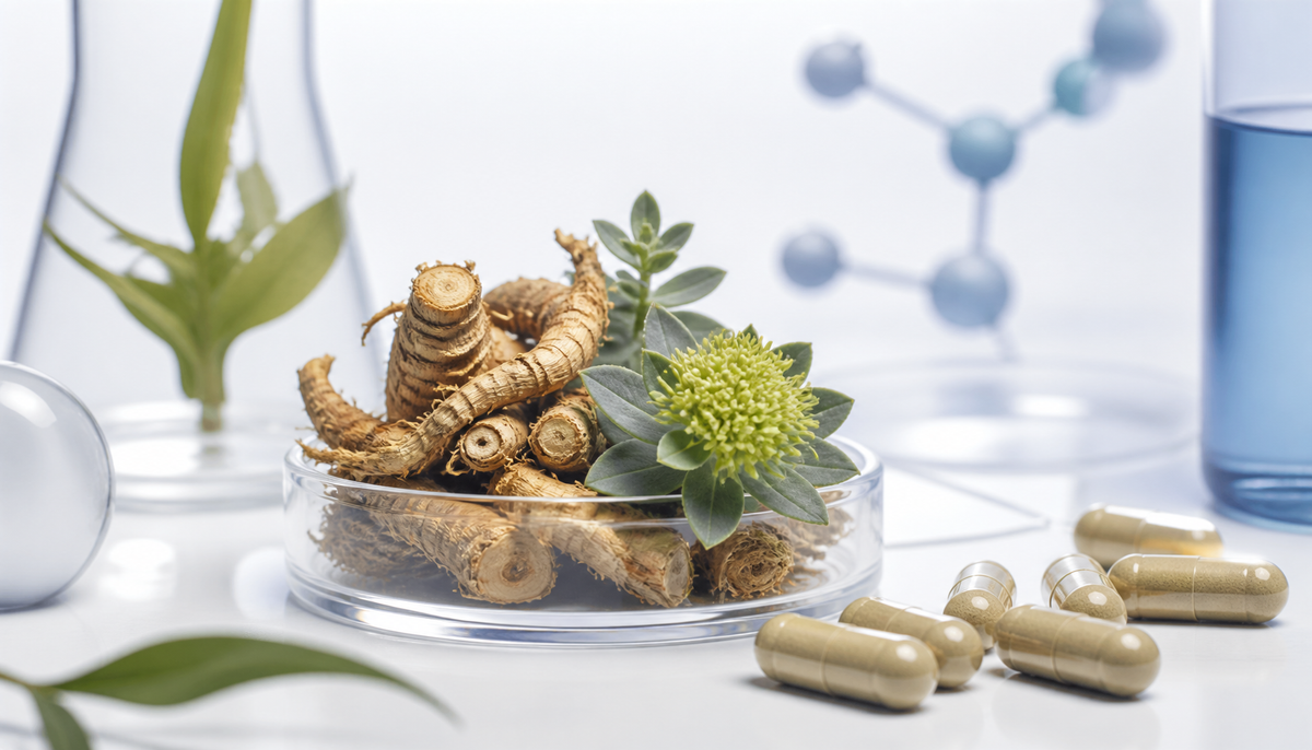 Rhodiola rosea golden root supplement in a minimal scientific setting