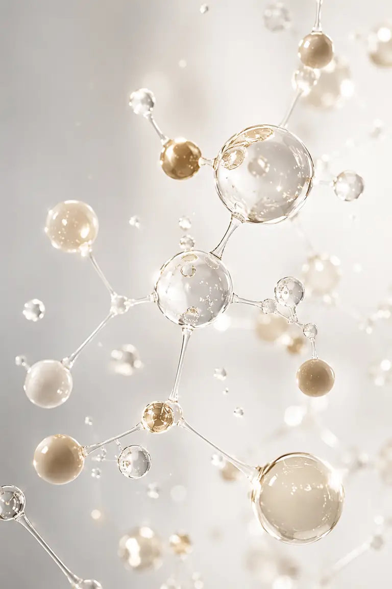 Molecular visualization representing bioavailable vitamins and minerals