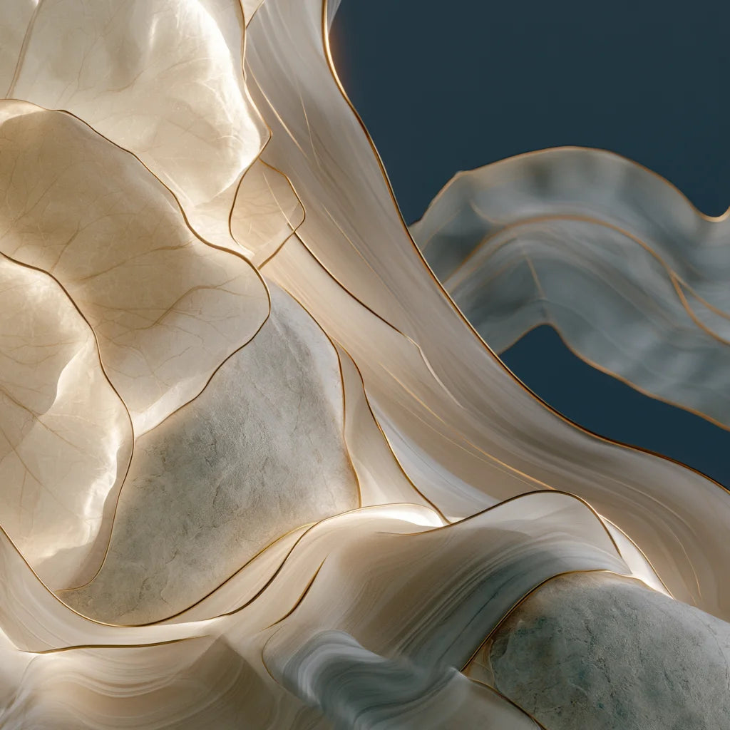 Abstract flowing forms representing restorative sleep and overnight renewal
